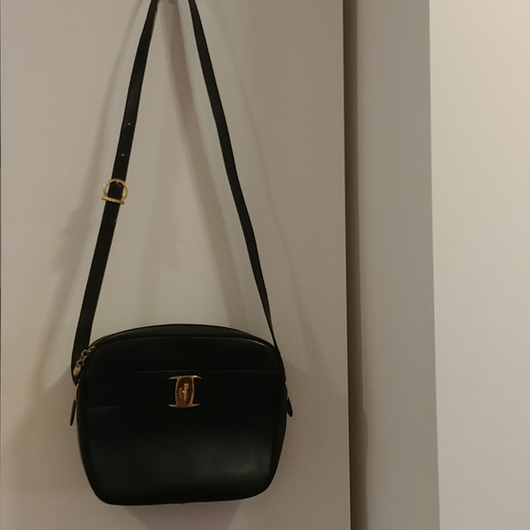 Salvatore Ferragamo Handbags - Authentic SALVATORE FERRAGAMO DARK NAVY BAG A21 6677 Made In Italy